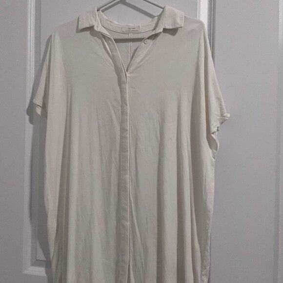 Oak and Fort Tops - Oak + Fort Ivory Short Sleeve Button-Front Blouse – Size Small